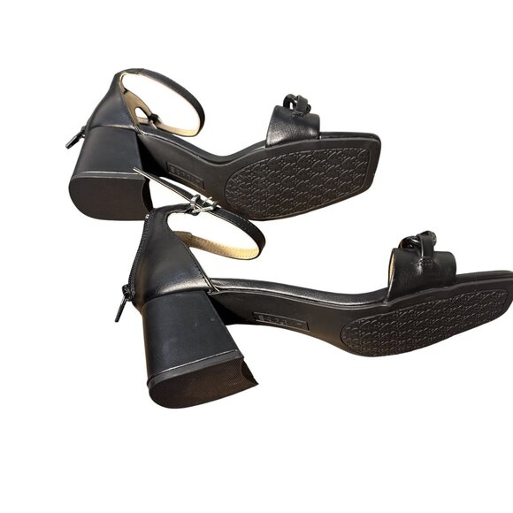 Esprit Womens Open-Toe Block Heel Sandals Black Size 8 With Chain Detail & Back - Picture 5 of 8